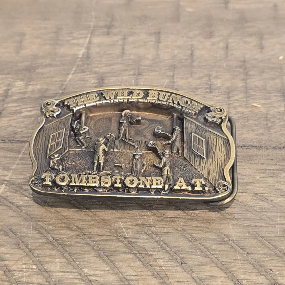 Vintage The Wild Bunch Tombstone Brass Belt Buckle LE 1999 JW Harvey
